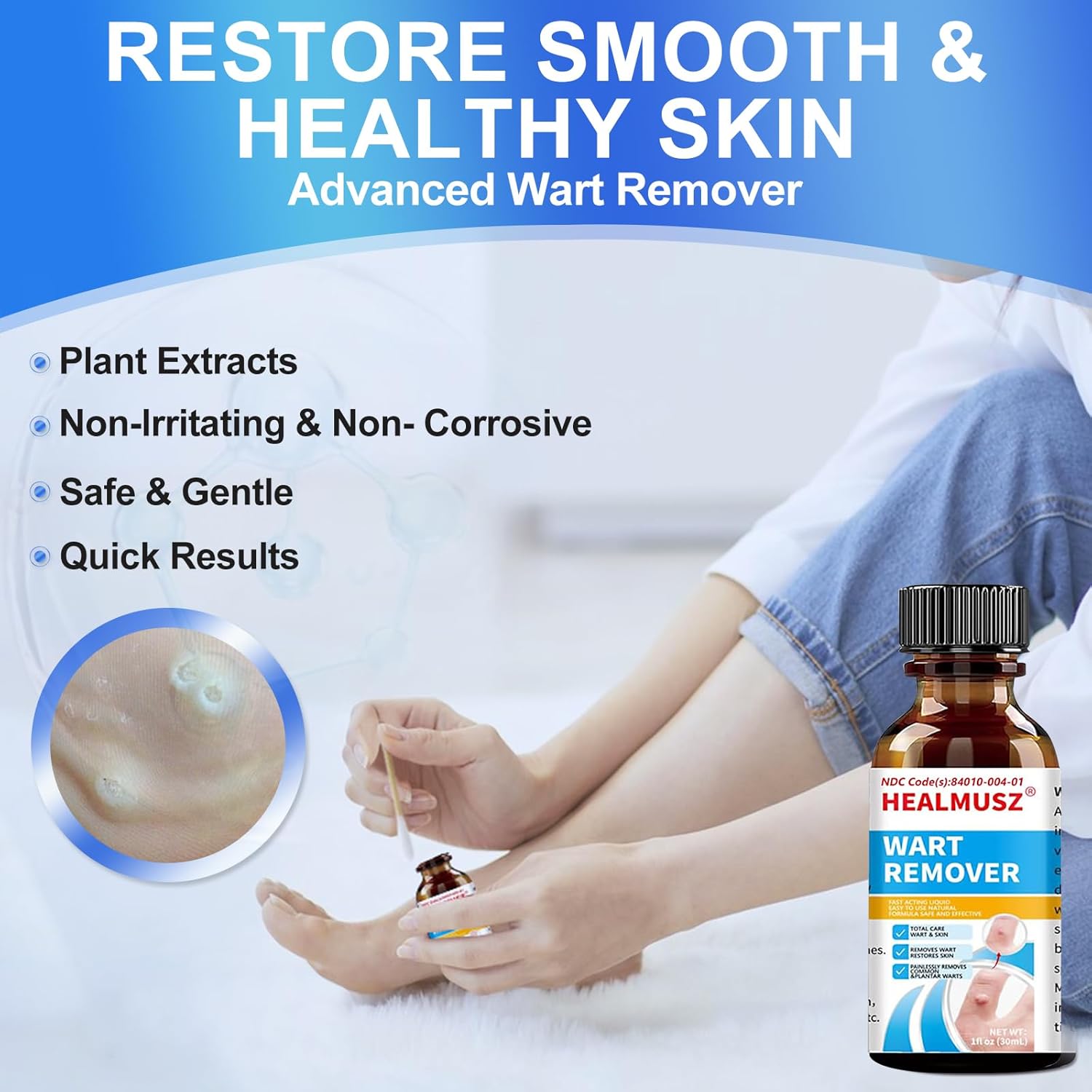 Wart Remover Liquid 5% Salicylic Acid Wart Freeze Off Wart Removal,Wart Remover Freeze Off for Genital,H Wa rt,Common,Flat, Corn, Callus, Plantar Wa rt Remover on Feet,H
