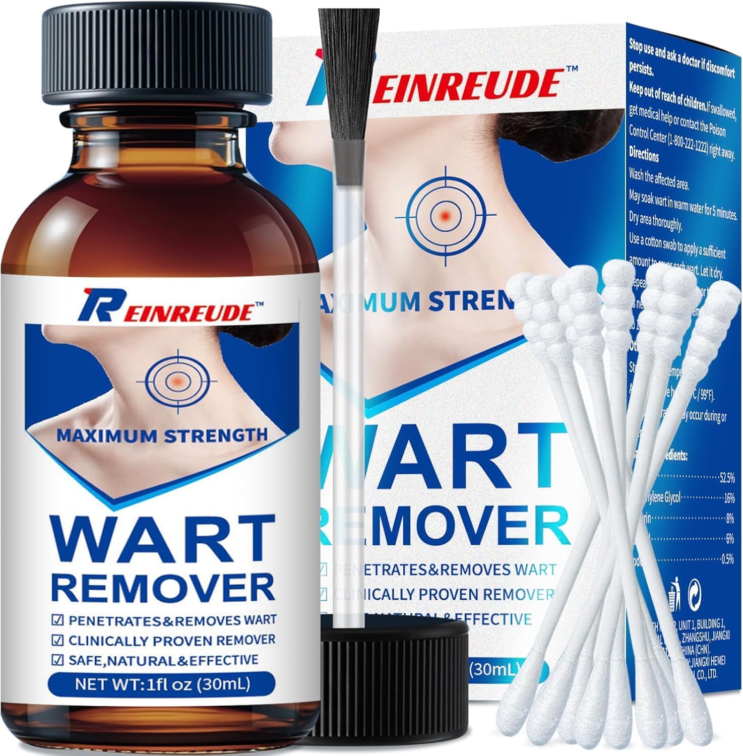 Skin Tag Removal Kit - 30ml at-Home Skin Tag Remover - 17% Salicylic Acid Wart Remover Freeze Off, Fast-Acting on Plantar Warts, Common Wart, Flat Wart, Corns and Genital Warts(-1
