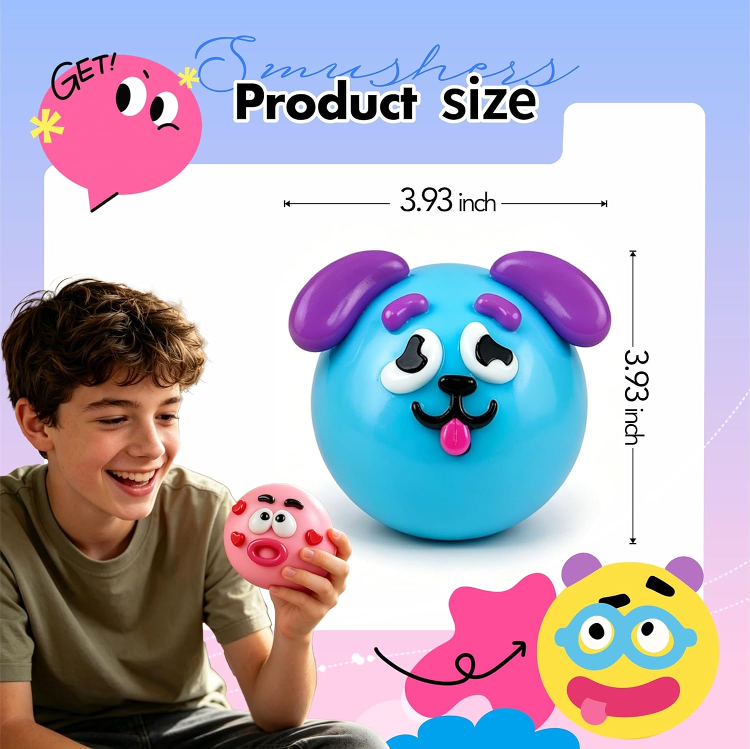 NEW Smushers Squishy with Interchangeable Faces, Funny Curiosities Smushers Dog Face Swap Squishy, Soft Interchangeable Dog Face Swap Stress Relief Sensory Squeeze Toy for Adults