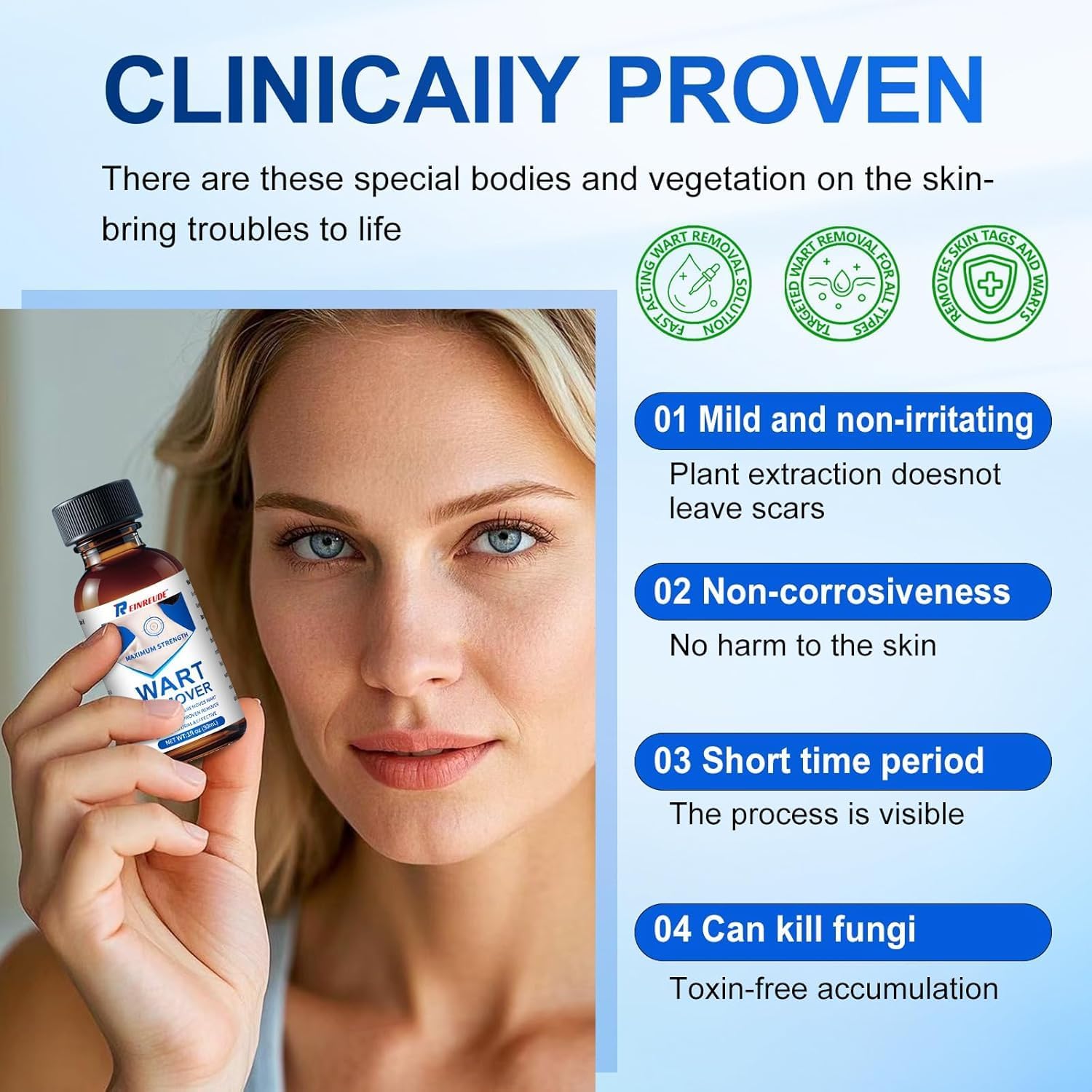 Skin Tag Removal Kit - 30ml at-Home Skin Tag Remover - 17% Salicylic Acid Wart Remover Freeze Off, Fast-Acting on Plantar Warts, Common Wart, Flat Wart, Corns and Genital Warts(-1