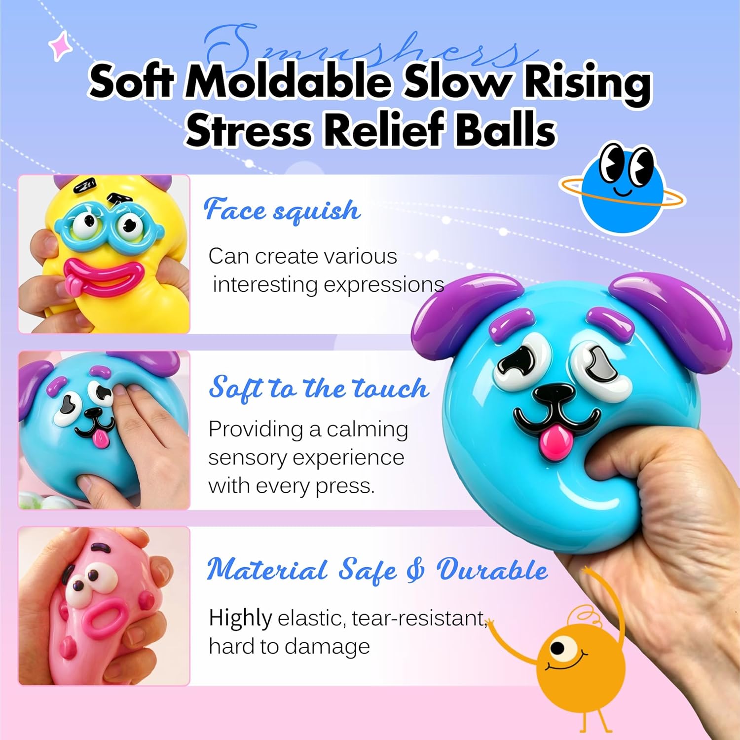 NEW Smushers Squishy with Interchangeable Faces, Funny Curiosities Smushers Dog Face Swap Squishy, Soft Interchangeable Dog Face Swap Stress Relief Sensory Squeeze Toy for Adults
